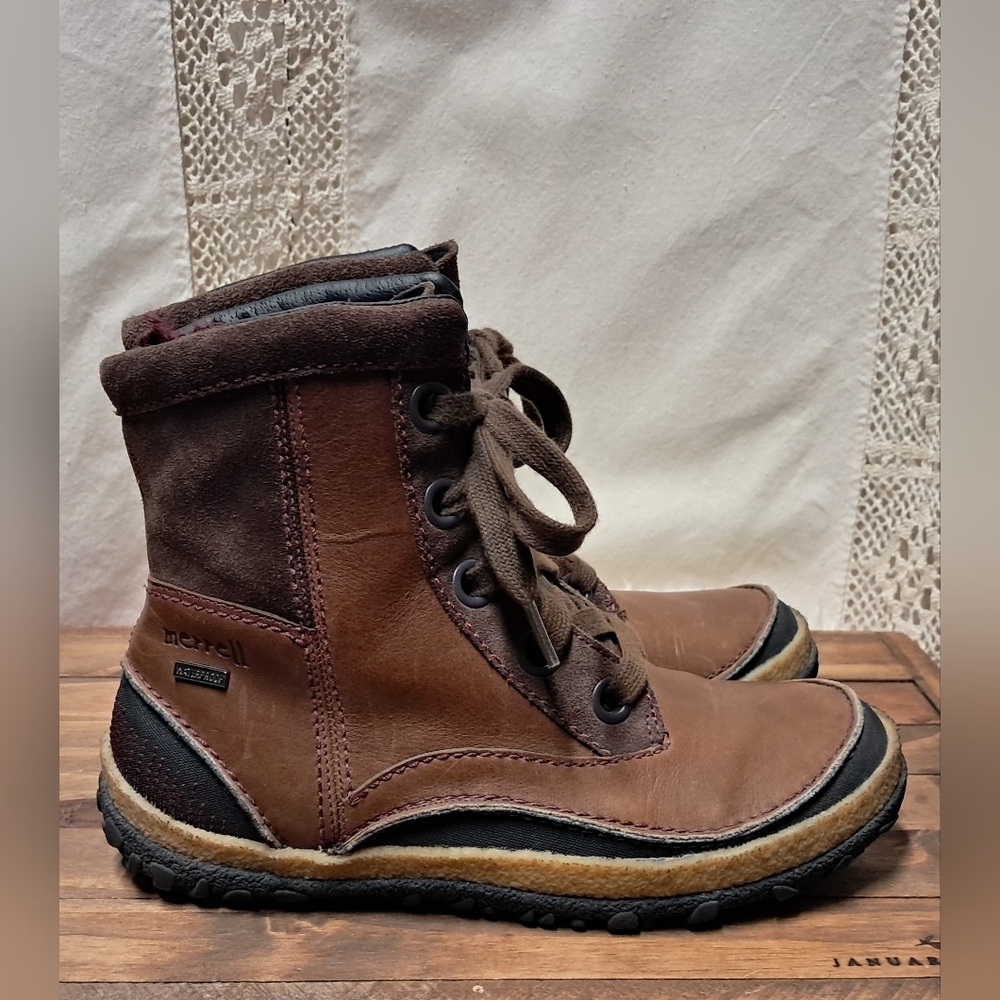 Merrell Tremblant Mid-Polar Waterproof Two-Tone Brown Boots Size 7.5 - Picture 3 of 9
